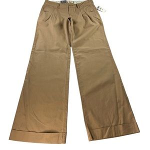 Old Navy Women's Size 4 Khaki Pants Lowest Rise Wide Leg Pleated Adjustable Cuff